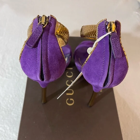 Gucci Kelis Purple Suede Platform Sandals - Picture 4 of 5